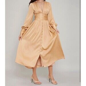 Maxi dress modern ball women gowns gold casual romantic chic flowy Moft  L.
